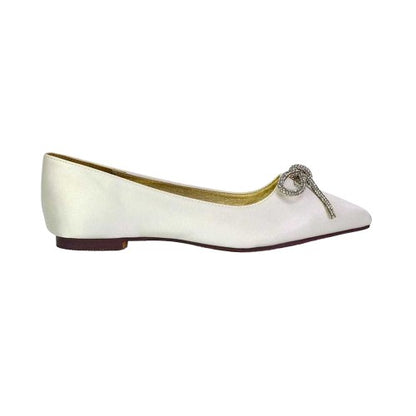 Front - XY London Womens/Ladies Blossom Bow Diamante Pointed Ballerina Flats