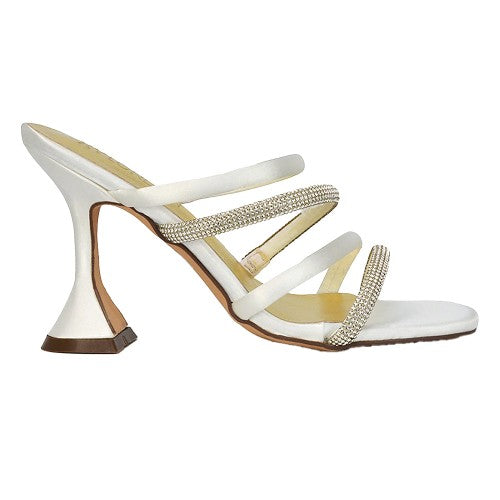 Front - XY London Womens/Ladies Posie Diamante Strappy High Heel Mules