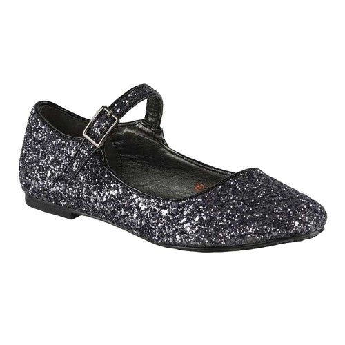 Front - XY London Womens/Ladies Amanda Strappy Glitter Buckle Ballerina Flats