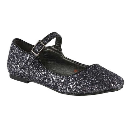 Front - XY London Womens/Ladies Amanda Strappy Glitter Buckle Ballerina Flats