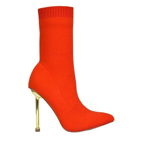 Front - XY London Womens/Ladies Raya Metallic Sock Boots