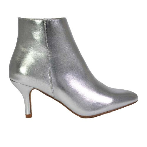 Front - XY London Womens/Ladies Anastsia Metallic Low Zipped High Stiletto Heel Ankle Boots