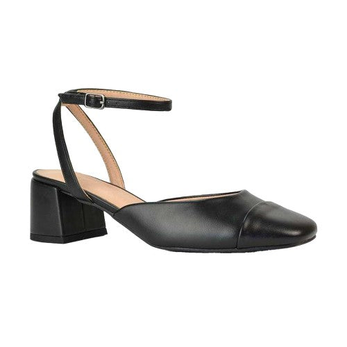 Front - XY London Womens/Ladies Mavis Ankle Strap Medium Block Heel Court Shoes