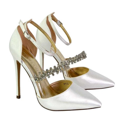 Front - XY London Womens/Ladies Giana Strappy Satin Wedding Court Pumps
