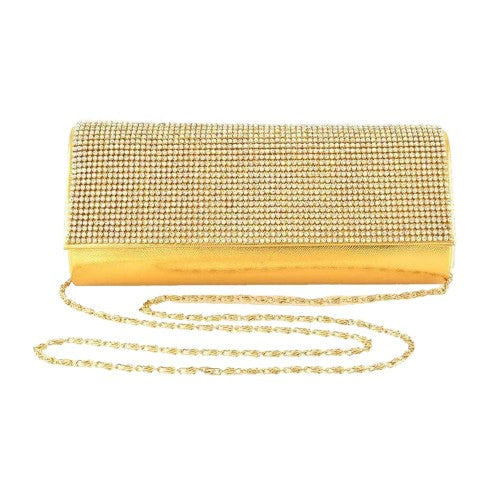 Front - XY London Rhinestone Chain Strap Clutch Bag