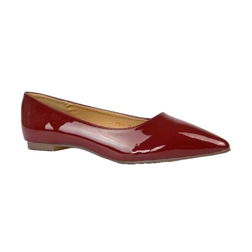 Front - XY London Womens/Ladies Cordelia Patent Pointed Ballerina Flats