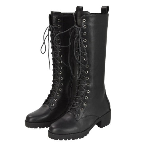Front - XY London Womens/Ladies Aspen Knee-High High Block Heel Biker Boots
