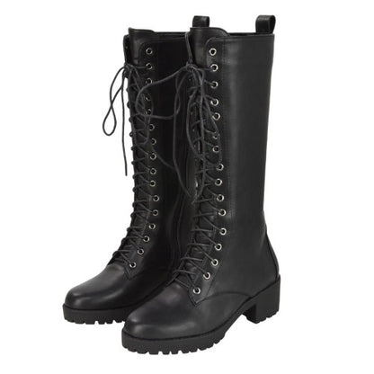 Front - XY London Womens/Ladies Aspen Knee-High High Block Heel Biker Boots