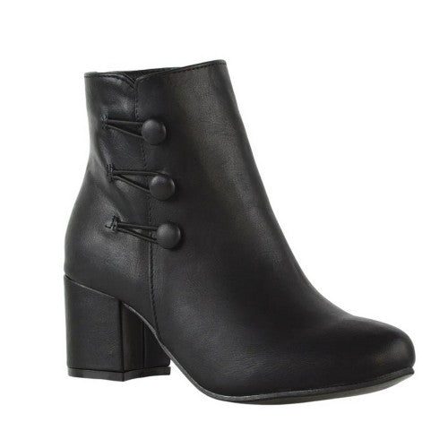 Front - XY London Womens/Ladies Ruth Button Low Mid Block Heel Ankle Boots