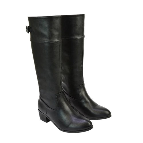 Front - XY London Womens/Ladies Caiden Knee-High Low Block Heel Western Boots