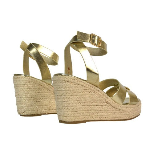 Front - XY London Womens/Ladies Kala Strappy Metallic Sandals