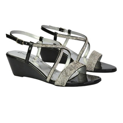 Front - XY London Womens/Ladies Ocean Diamante Wedge Sandals