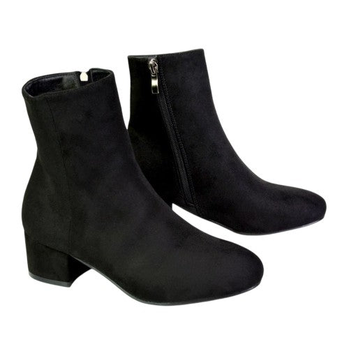 Front - XY London Womens/Ladies Nolan Side Zip Mid Block Heel Ankle Boots