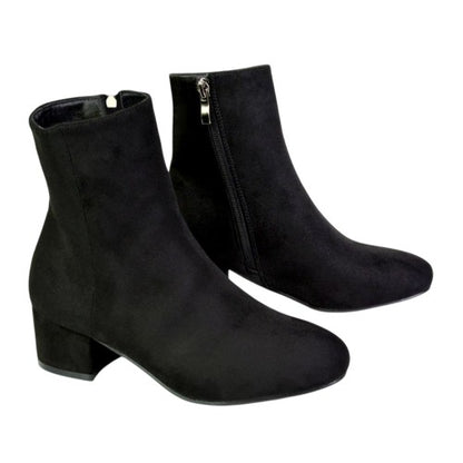 Front - XY London Womens/Ladies Nolan Side Zip Mid Block Heel Ankle Boots