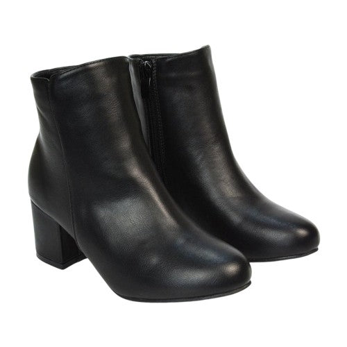 Front - XY London Womens/Ladies Saffy Zip Mid Block Heel Ankle Boots