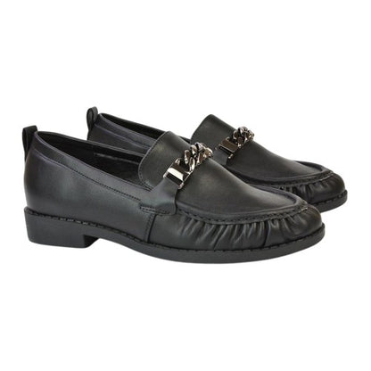 Front - XY London Womens/Ladies Heidi Ruched Chain Detail Loafers