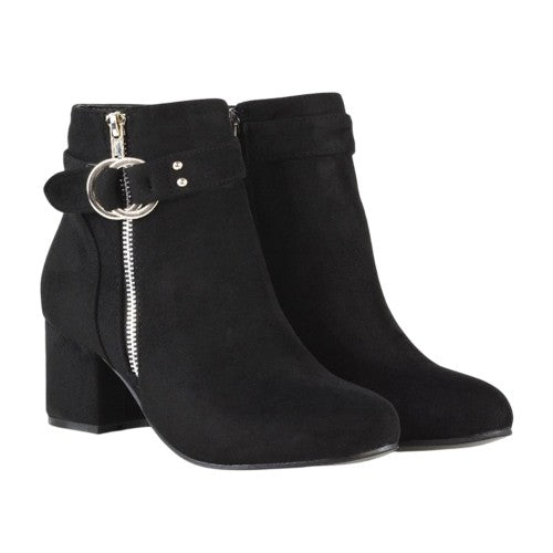Front - XY London Womens/Ladies Lakesha Mid Block Heel Ankle Boots