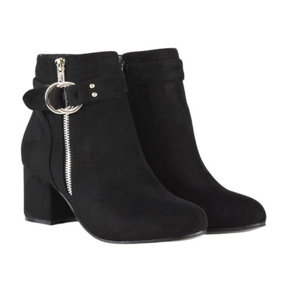 Front - XY London Womens/Ladies Lakesha Mid Block Heel Ankle Boots