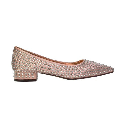 Front - XY London Womens/Ladies Gemini Diamante Wedding Low Block Heel Pumps