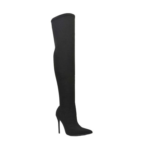 Front - XY London Womens/Ladies Piper Zip High Heel Thigh-High Boots