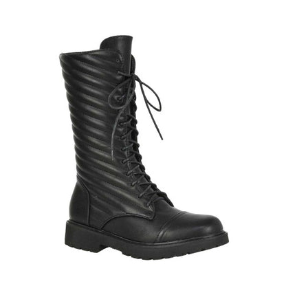 Front - XY London Womens/Ladies Meadow Flat Combat Boots