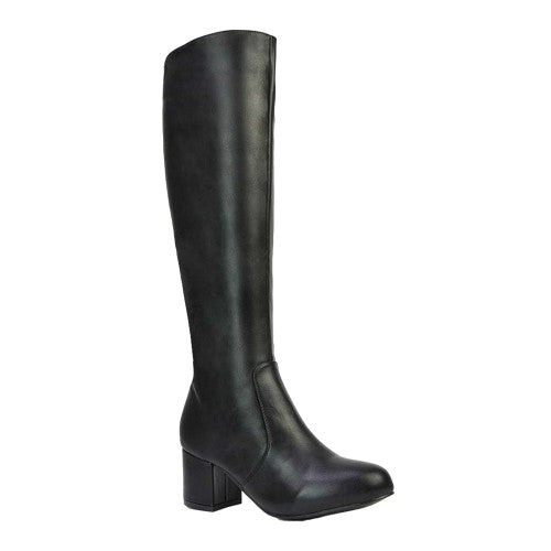 Front - XY London Womens/Ladies Honey Ankle Zips Mid Block Heel Knee-High Boots