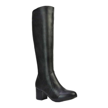 Front - XY London Womens/Ladies Honey Ankle Zips Mid Block Heel Knee-High Boots