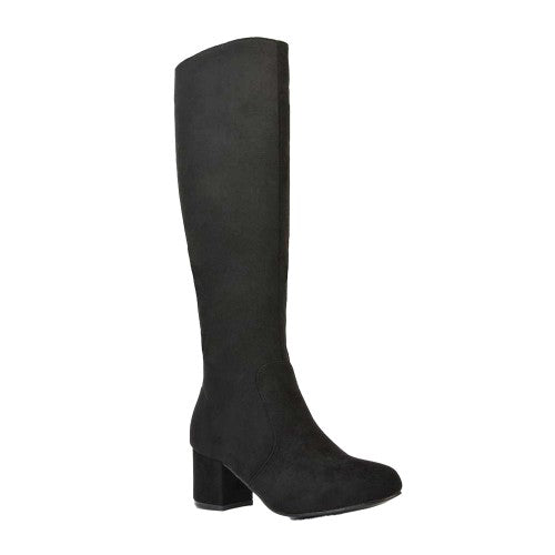 Front - XY London Womens/Ladies Honey Ankle Zips Mid Block Heel Knee-High Boots