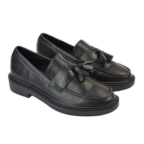 Front - XY London Womens/Ladies Alida Tassel Chunky Flat Loafers