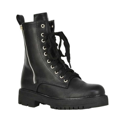 Front - XY London Womens/Ladies Bianca Military Chunky Flat Combat Boots