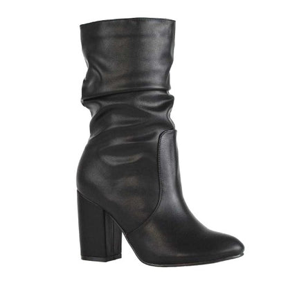 Front - XY London Womens/Ladies Belle Ruched Mid Calf Boots