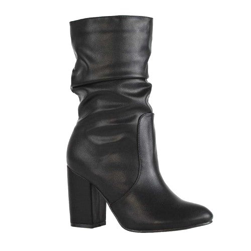 Front - XY London Womens/Ladies Belle Ruched Mid Calf Boots