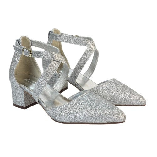 Front - XY London Womens/Ladies Cynthia Pointed Medium Block Heel Court Shoes