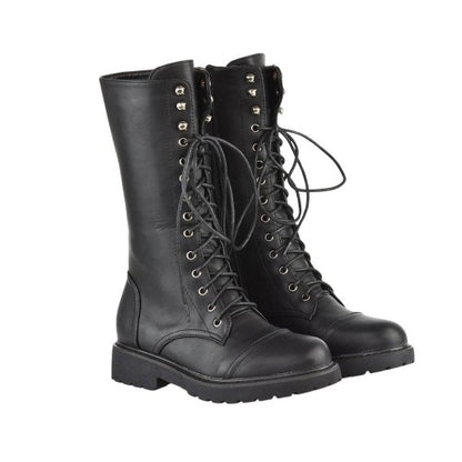 Front - XY London Womens/Ladies Mulan Chunky Lace Up Knee-High Boots