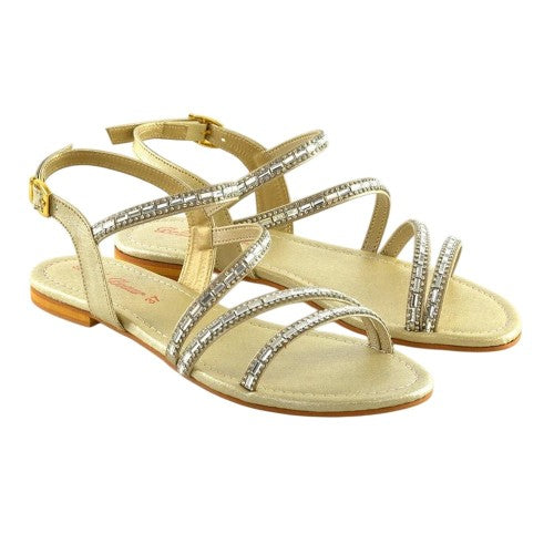Front - XY London Womens/Ladies Mercedes Diamante Strappy Flat Sandals