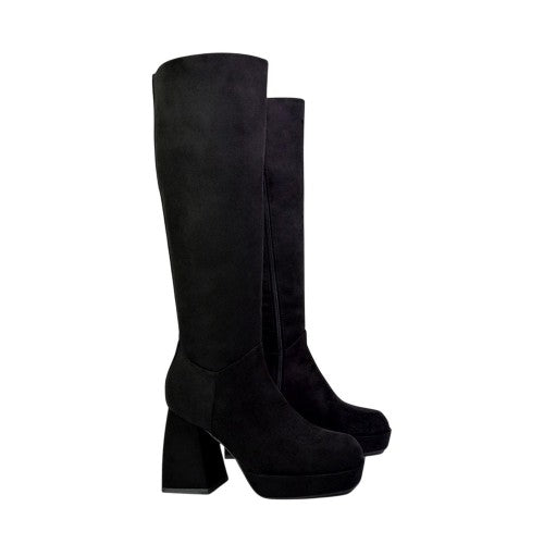 Front - XY London Womens/Ladies Wren Flare Block Knee-High Boots
