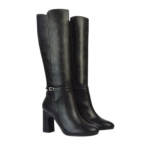 Front - XY London Womens/Ladies Kadie High Block Heel Knee-High Boots