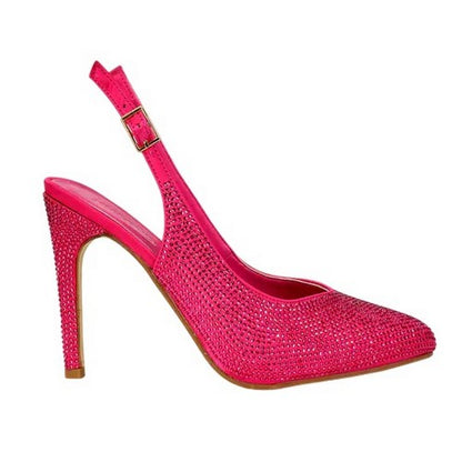 Front - XY London Womens/Ladies Divine Diamante Pointed High Heels