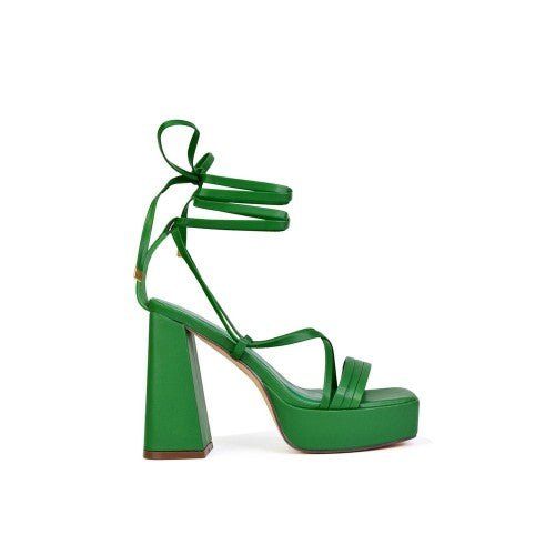 Front - XY London Womens/Ladies Eden Strappy Flare Block High Heels