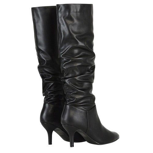 Front - XY London Womens/Ladies Sian Ruched Mid Stiletto Knee-High Boots