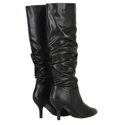 Front - XY London Womens/Ladies Sian Ruched Mid Stiletto Knee-High Boots
