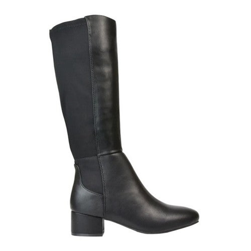 Front - XY London Womens/Ladies Hannah Zip Elasticated Shaft Low Block Heel Long Boots