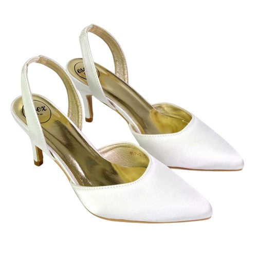 Front - XY London Womens/Ladies Imogen Sling Back Stiletto Heel Court Shoes