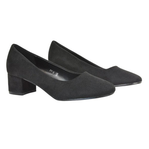 Front - XY London Womens/Ladies Liberty Low Block Heel Court Pumps