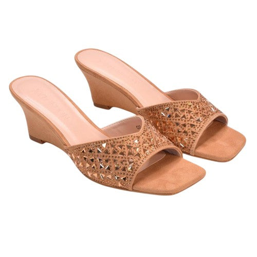 Front - XY London Womens/Ladies Georgia Diamante Heeled Mule Sandals