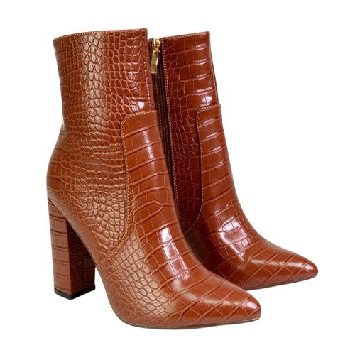 Front - XY London Womens/Ladies Sugar Zipped High Block Heel Ankle Boots