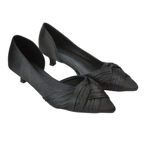 Front - XY London Womens/Ladies Freya Pointed Low Kitten Heel Pumps