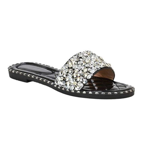 Front - XY London Womens/Ladies Khaleesi Diamante Flat Sandals