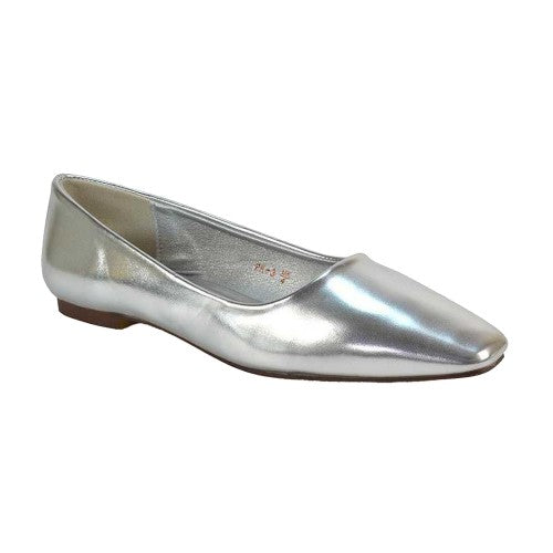 Front - XY London Womens/Ladies Maci Square Toe Ballerina Flats