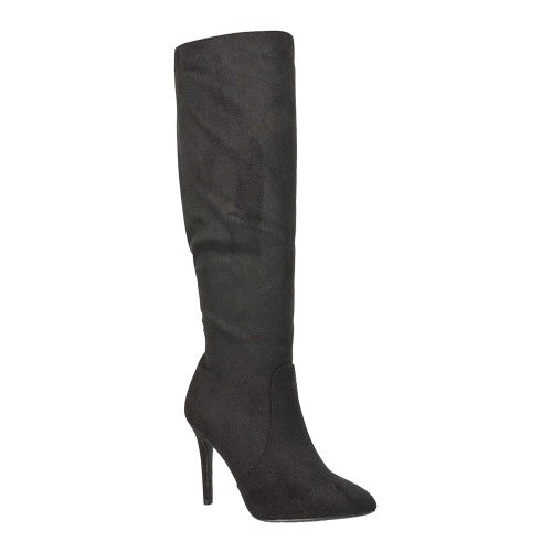 Front - XY London Womens/Ladies Savvy Pointed High Stiletto Heel Knee-High Boots